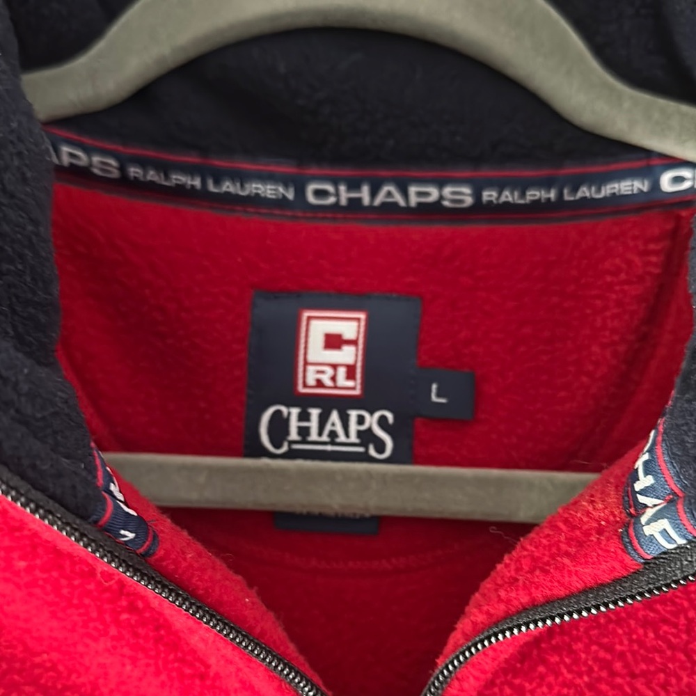 Chaps Ralph Lauren Red Fleece Pullover - Picture 2 of 4